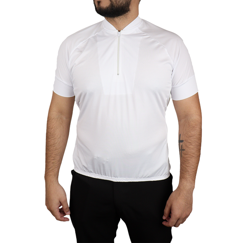 Camiseta masculina ciclista manga curta ziper curto