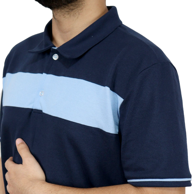 Camisa masculina polo manga curta gola pronta recorte frontal