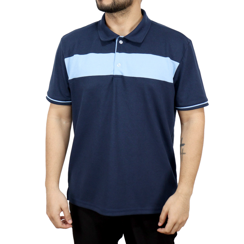 Camisa masculina polo manga curta gola pronta recorte frontal