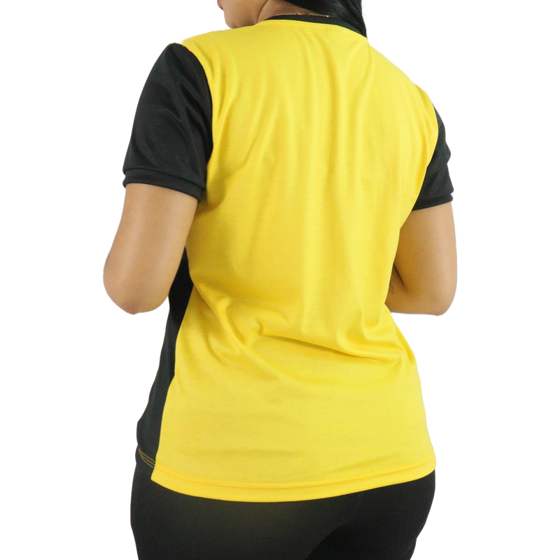 Camiseta feminina fit gola v manga curta gola pronta recortes lateral frontal