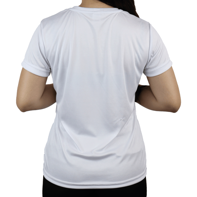 Camiseta feminina gola e punho mesmo tecido manga curta