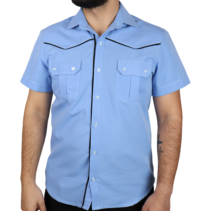 Camisa masculina social clássica com bolso prega macho manga curta