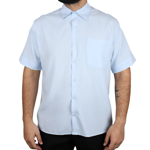 Camisa plus size masculina social clássica com bolso manga curta sublimação