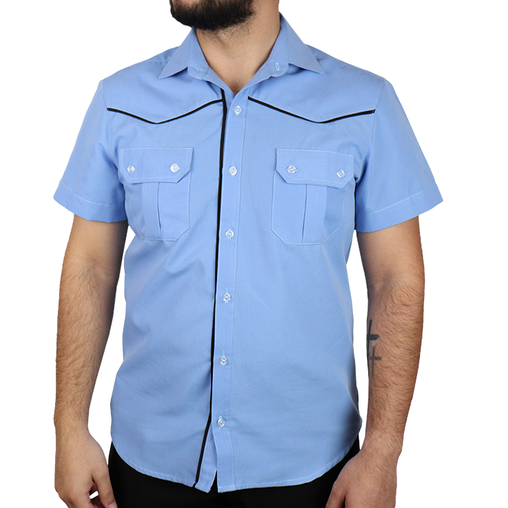 Camisa plus size masculina social clássica com bolso prega macho manga curta