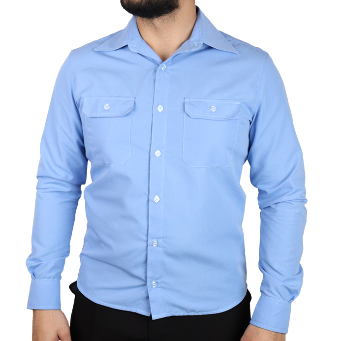 Camisa plus size masculina social slim bolso chapado manga longa