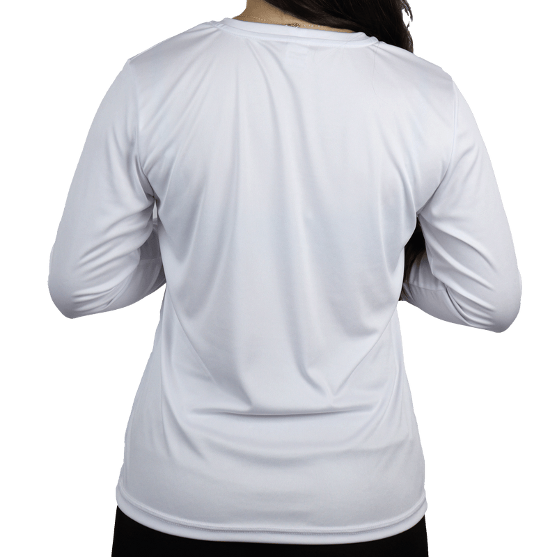 Camiseta feminina fit manga longa gola mesmo tecido