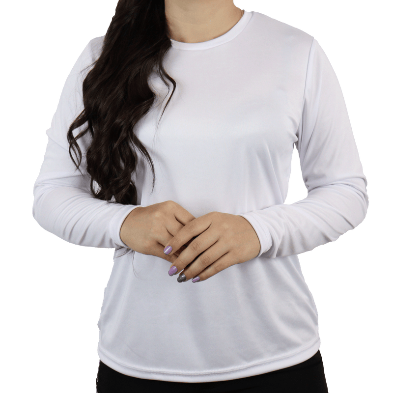 Camiseta feminina fit manga longa gola pronta