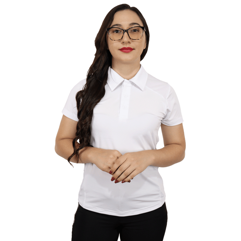 Camisa feminina polo fit manga curta gola mesmo tecido recortes