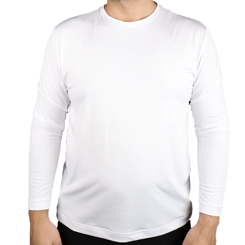 Camiseta plus size masculina clássica manga longa gola careca