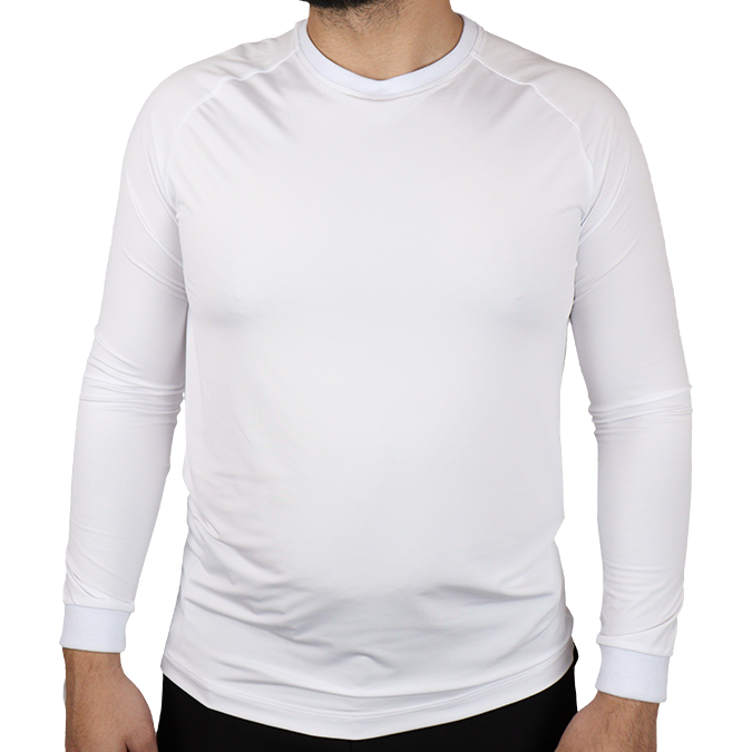 Camiseta masculina raglan manga longa gola mesmo tecido