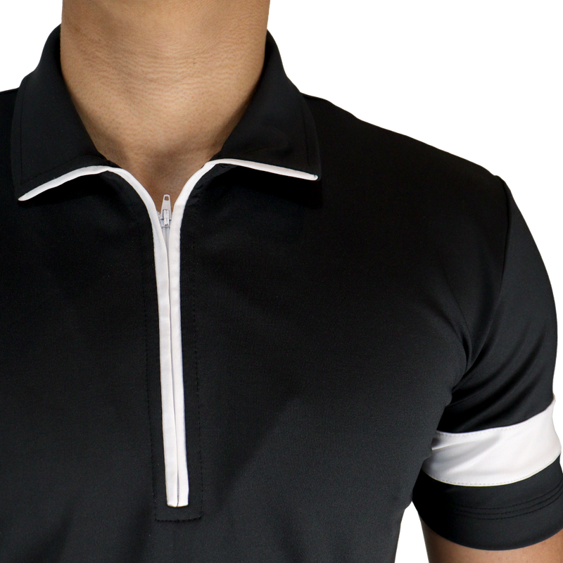 Camisa masculina polo ziper manga curta com recortes sf