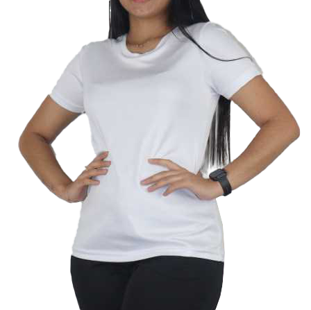 Camiseta feminina fit manga curta gola pronta