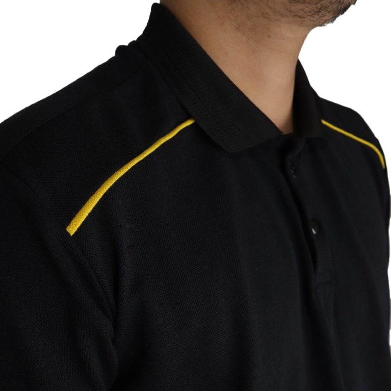 Camisa masculina polo manga curta gola pronta com recorte lateral e costas com vivos