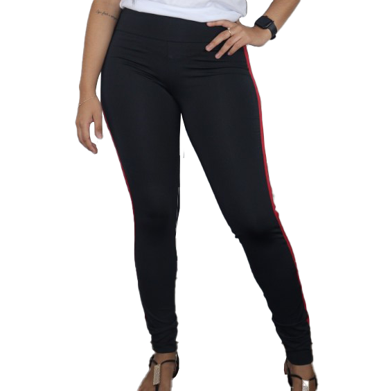 Calça feminina legging com recorte barra lateral