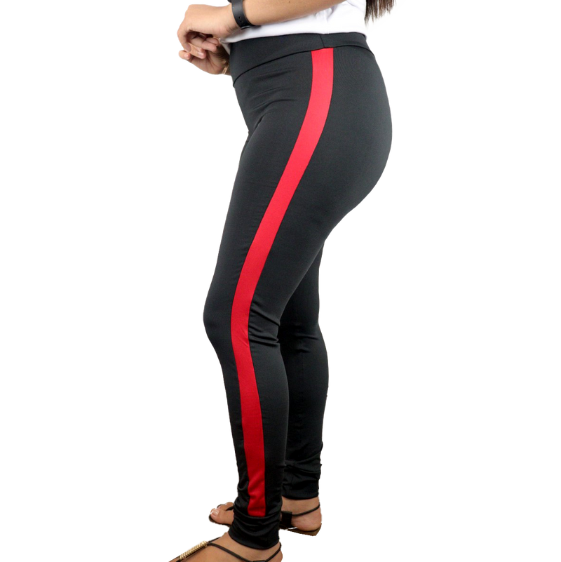 Calça feminina legging com recorte barra lateral