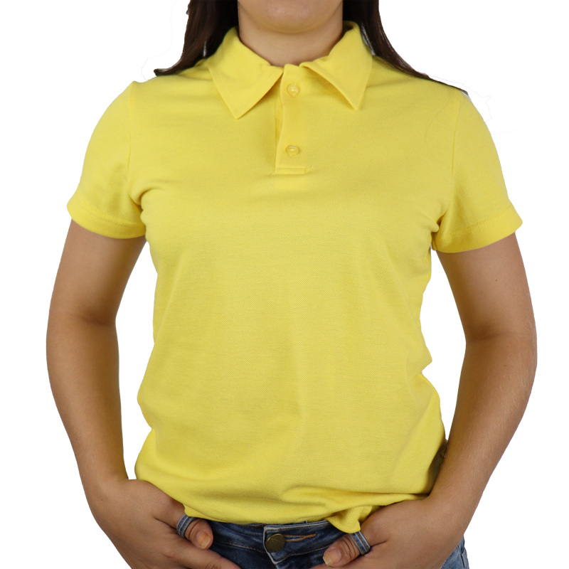 Camisa feminina manga curta polo gola mesmo tecido