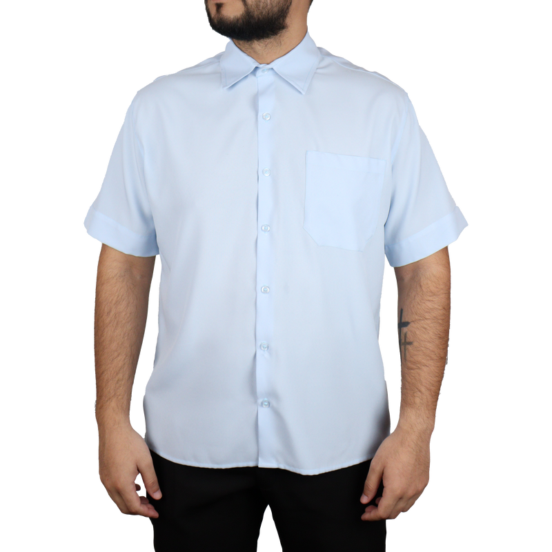 Camisa masculina social clássica com bolso manga curta